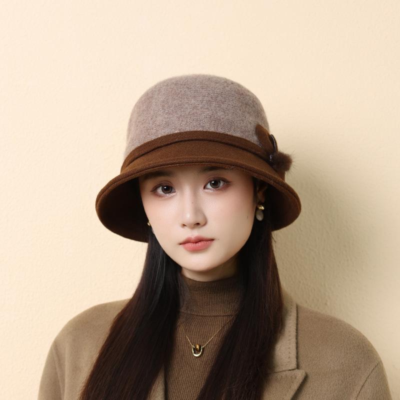 Middle aged and Elderly Wool Casual Basin Hat Korean Style Fashionable and Versatile Warm Ear Protecting Fisherman Hat