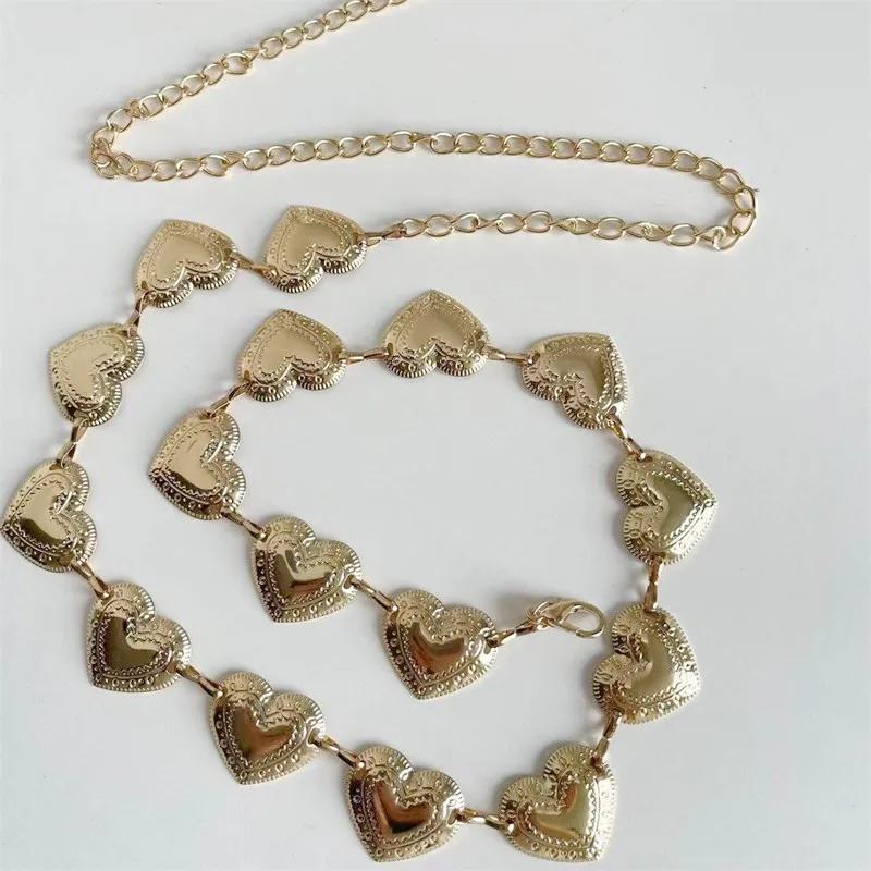 Vintage Damen Hüftgürtel Weiblich Metallisch Herzförmige Kette Gürtel Quaste Taille Kette Gürtel Damen Dekorativer Metall Körper Schmuck