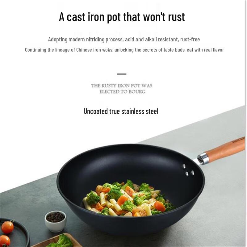 Ba erde Mu Xuan Cast Iron Wok & Soup Pot Set