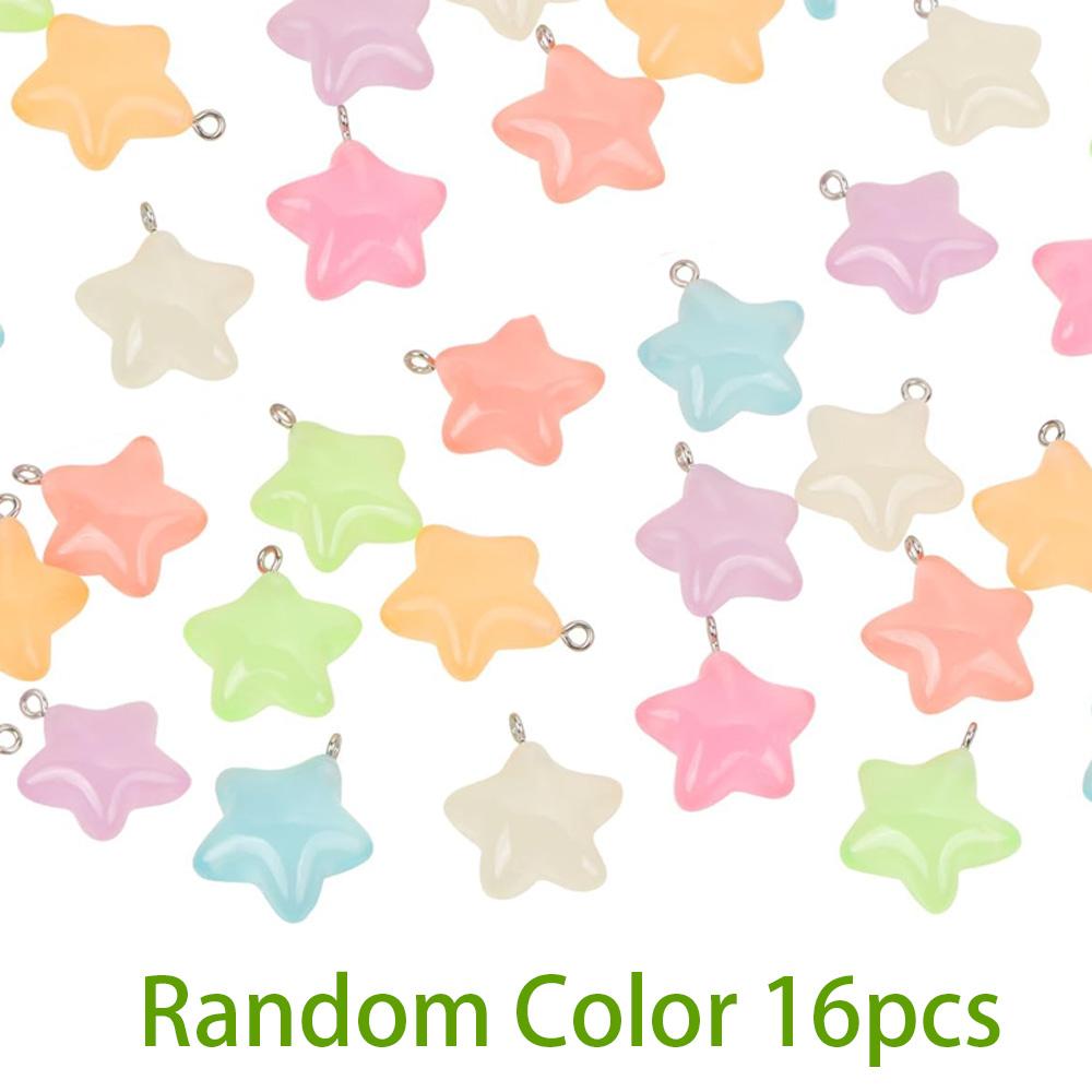 8/16/24pcs Resin Material Luminous Star Pendant Luminous Bead Jewelry DIY Summer Beach Ankle Bracelet Earrings