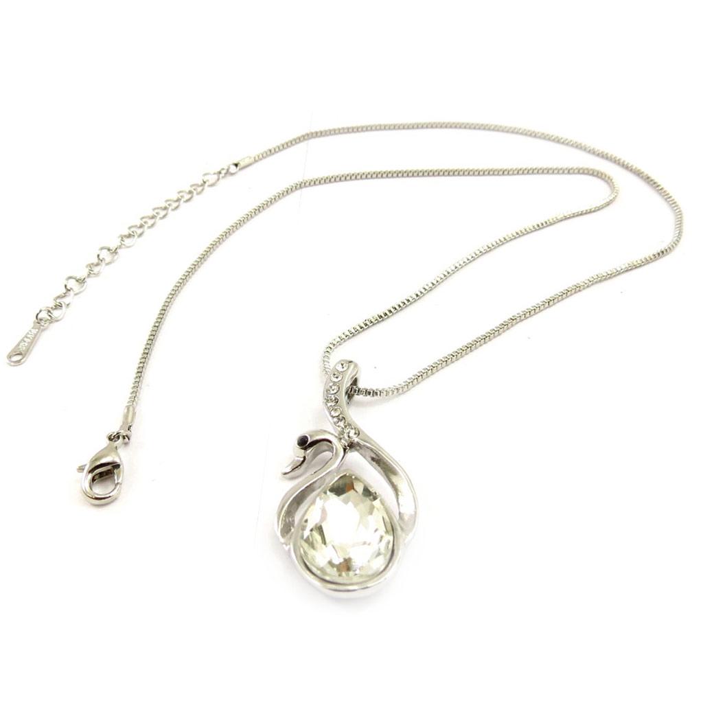 Les Trésors De Lily [K7034] - White 'Swans' Designer Necklace