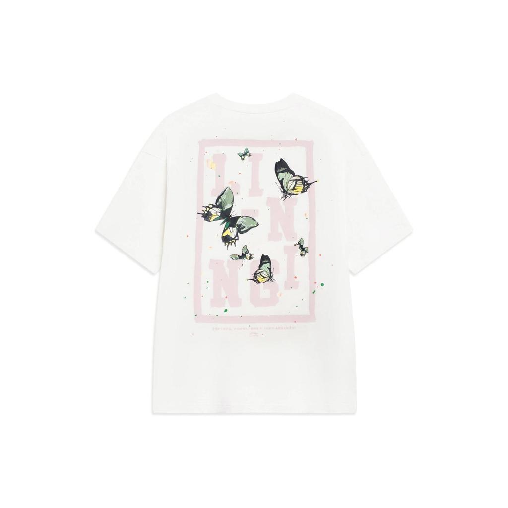 Li Ning Cultural Series Printed Loose Round Neck Short Sleeve T-Shirt Men Tops White AHST203-1