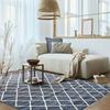 Living Room Rug Cotton Cross Stitches In Wool Dark Grey 120x170