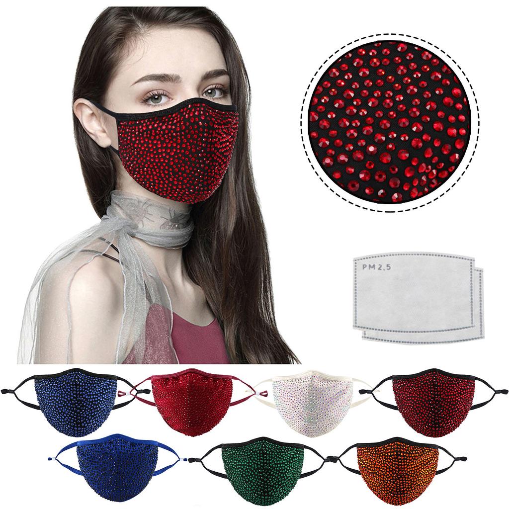 Adult Fashion Reusable Windproof Fog Haze Mask Diamond Mask for Women