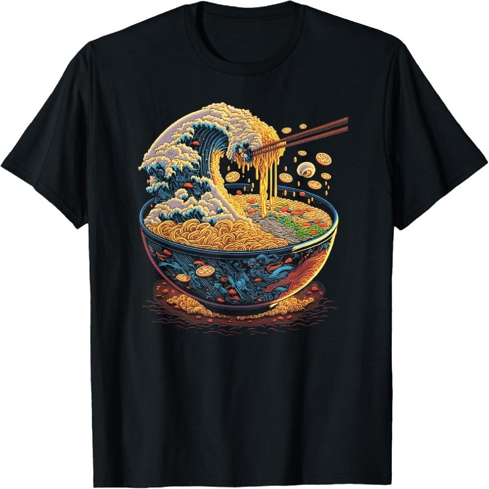 

Japanese Kanagawa Wave Ramen Graphic Retro Anime Noodles Art T-Shirt XXXXXL чорний
