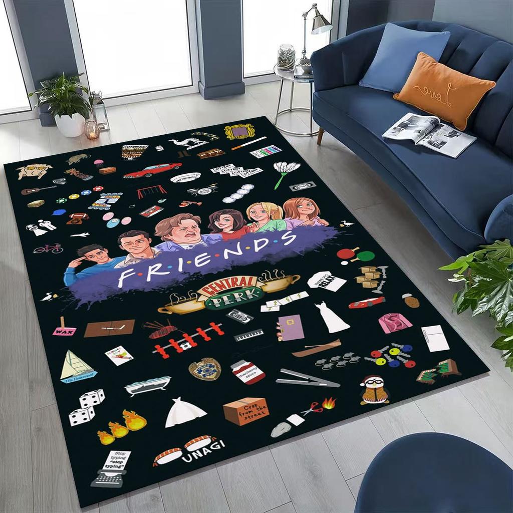 Klassisches Friends Central Perk Schild TV-Teppich für Schlafzimmer Wohnzimmer Sofa Zuhause Fußabtreter Dekor, Große rutschfeste Spielmatte für Kinder