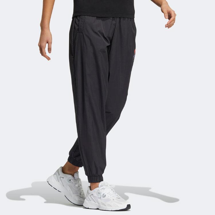 Adidas Originals Trefoil Flower Logo Embroidered Cuffed Casual Sports Pants Women Bottoms Black HP0081