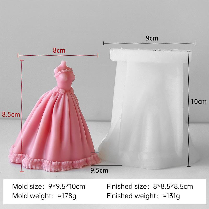 DIY Party Princess Dress Silicone Candle Mold Handmade Aroma Candle Plaster Wedding Dress Ornaments Molds Home Decoration