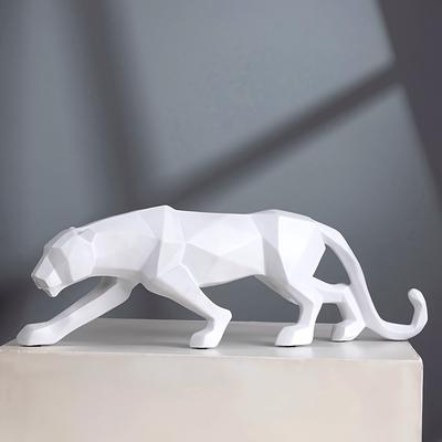 [Perfect Panther Statue for Decor] Modern Abstract Geometric Panther Statue - Resin Leopard Figurine for Home & Office Decor
