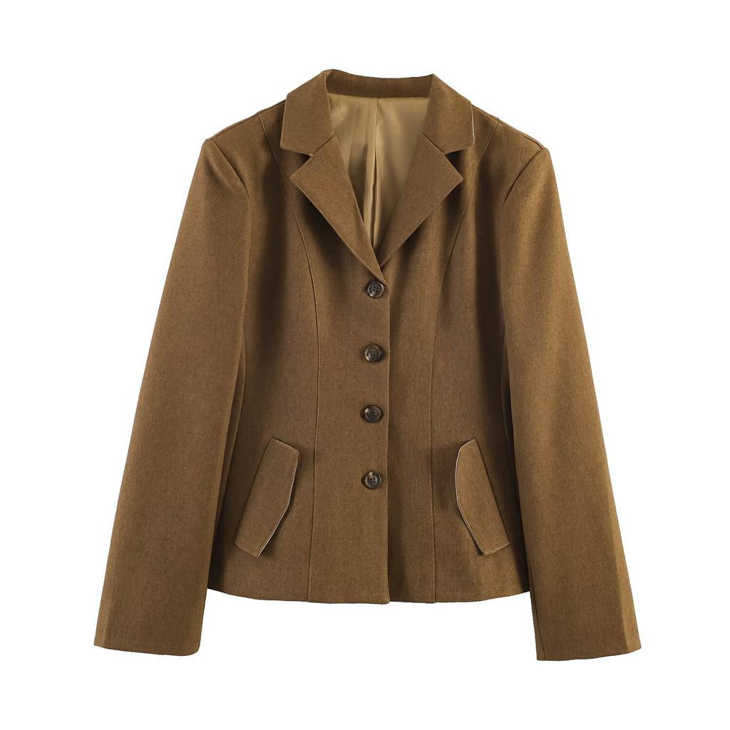2026 Spring New European and American Cross-border Women's Clothing Street Fashion Fashion Blended Blazer W021 83017