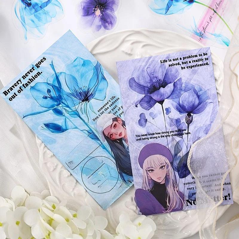 12 listů INS Rostlina Květina Scrapbookingové materiály PET Samolepkový balíček Junk Journal Koláž Dekorativní Estetické Papírnictví Samolepky