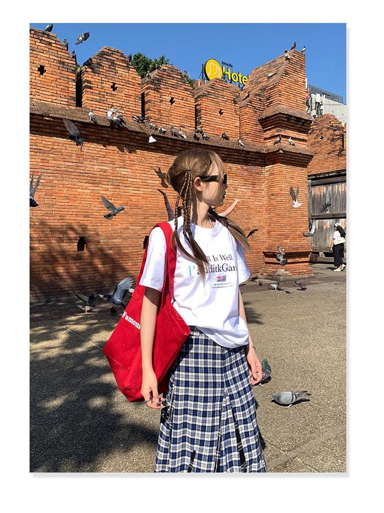 Women's High Waist Plaid Fringe A-line Skirt - 2025 Spring/Autumn Collection