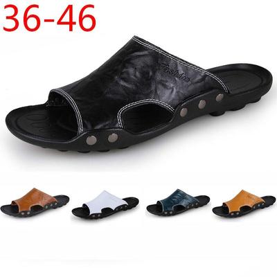 Hakiki Deri Sandalet Erkek 2019 Trend Açık Terlik Yaz Anti-kaygan Rahat Flip Flop Plaj Erkek Erkek 39 S Sandalet