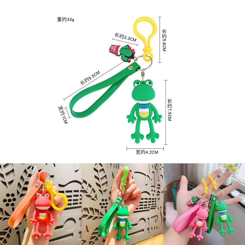 Adorable Creative Cartoon Diy Frog Keychain Silicone Long Legs Key Ring For Kids And Adults