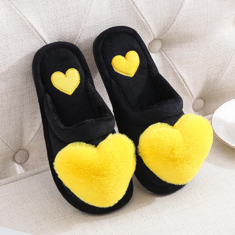 Women's Warm Non-Slip Cartoon Peach Heart Slippers for Autumn & Winter