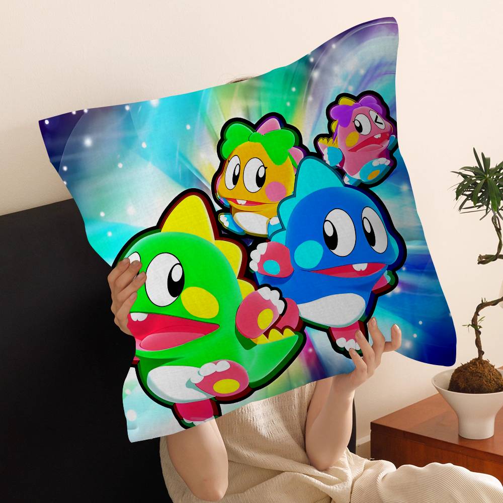 Cartoon Bubble Bobble Game Cushion Cover Pillow Cover Decor Pillowcase Printed Cushion Case for Couch