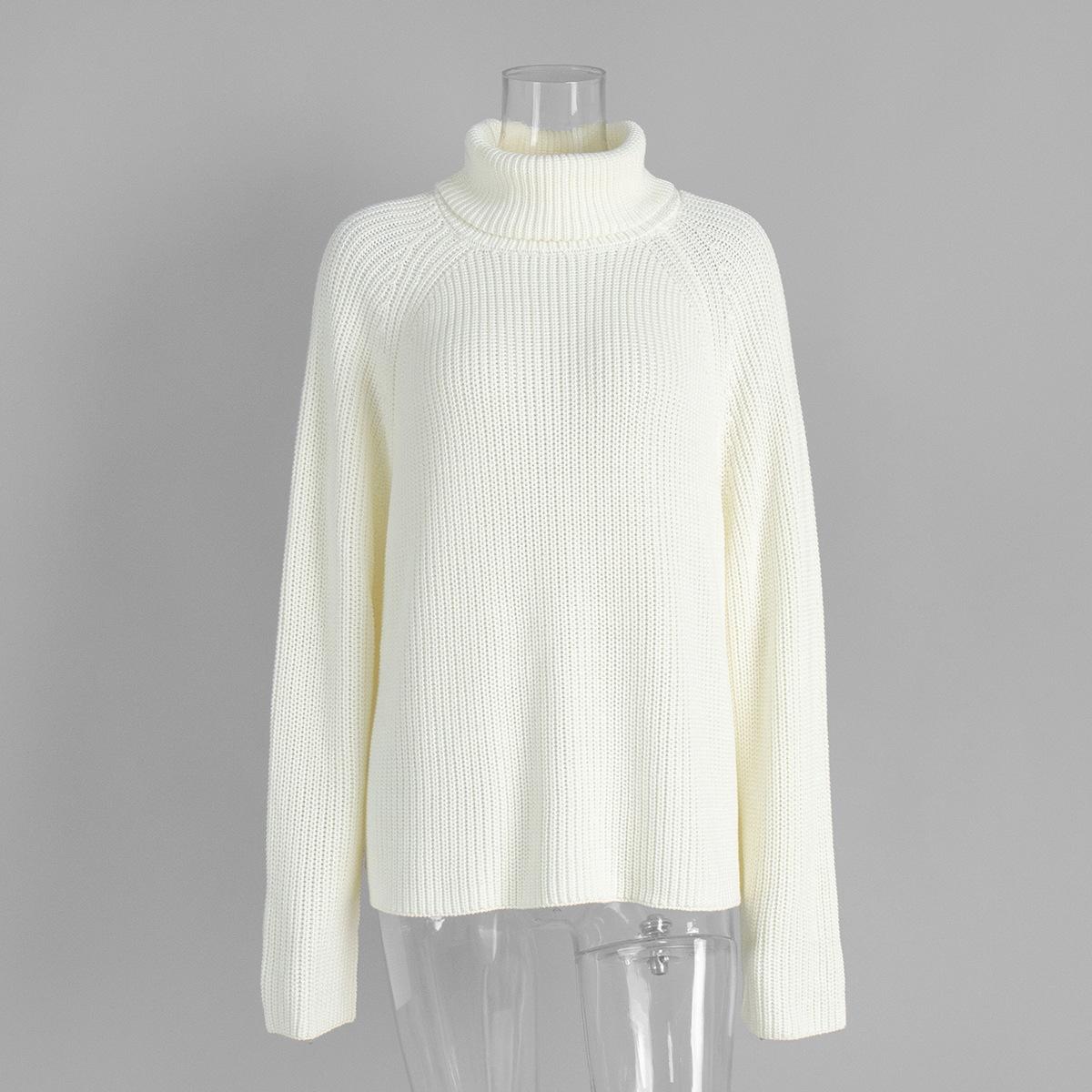 

High Neck Warm Sweater for Women Autumn Winter White Pullover Sweater Loose Knitwear Luxurious Relaxed-fit Slimming and Versatile Top S