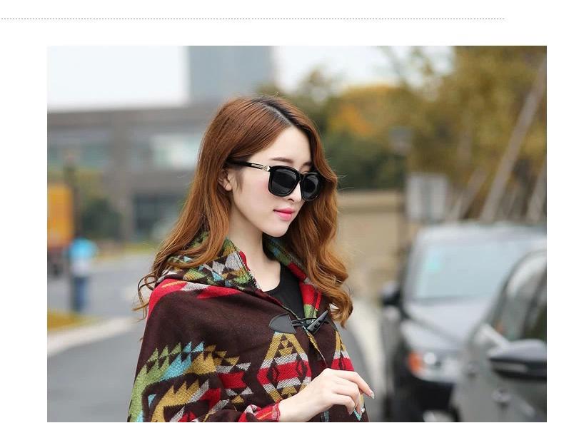 Bohemian Ethnic Toggle Hooded Cape Shawl - Thick Warm Imitation Cashmere for Women