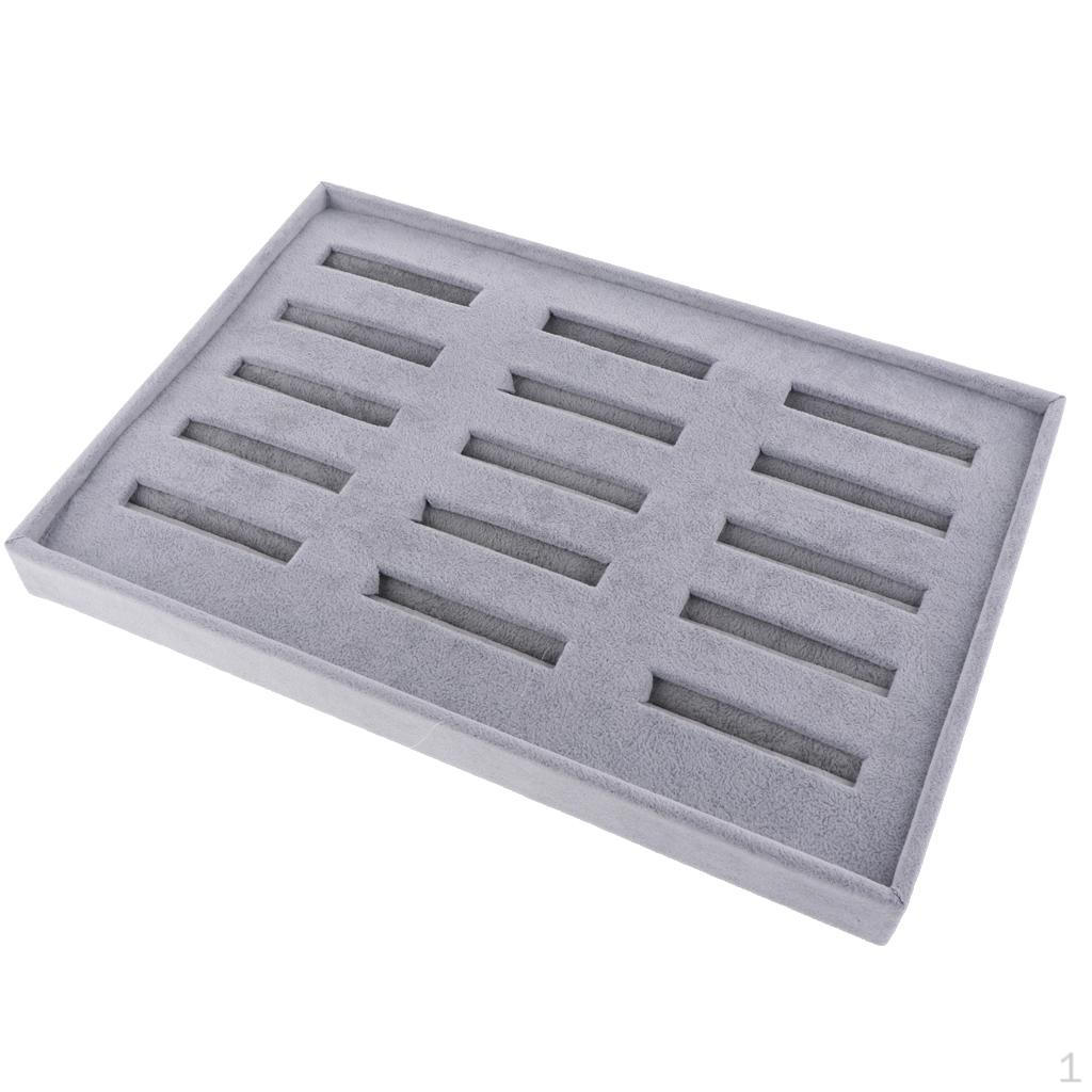 

Bracelet 15 Insert Grids Display Tray Jewelry Case Cuff Bangle сірий колір