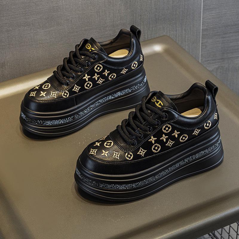 2025 Women's Genuine Leather Rhinestone Espadrilles: Versatile, Casual Spring/Autumn Sneakers