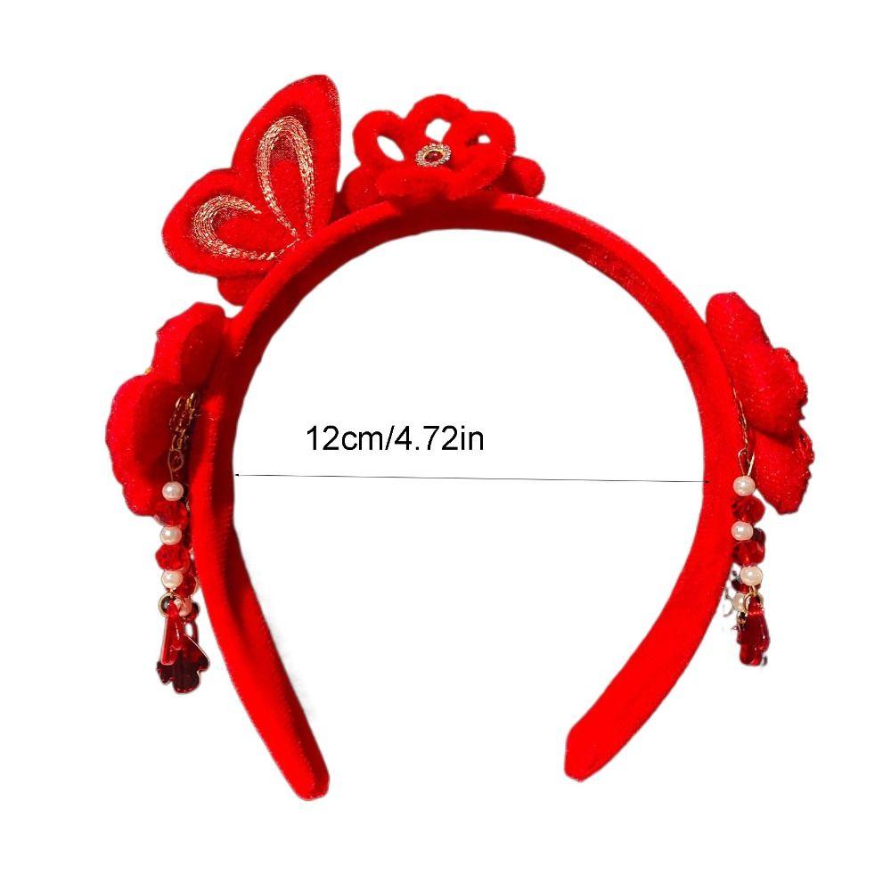 Cute Horse New Year Hair Hoop Embroidered Bow Headwear Ancient Style Hairband Golden Lock Bow Hanfu Hair Accessories