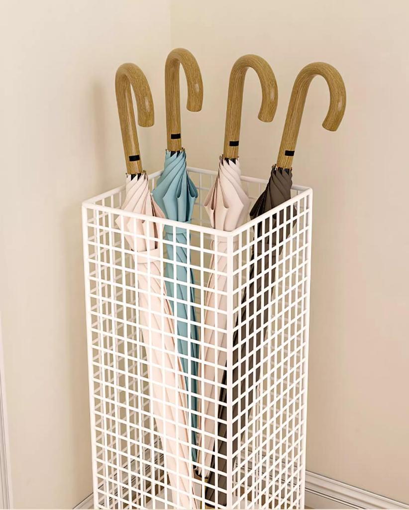 Umbrella Stand: Household & Commercial Storage Rack with Hanging and Draining Feature for Doorways