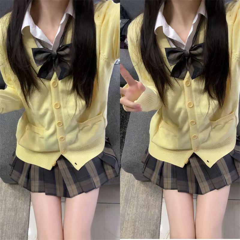 Authentic JK Uniform Long Sleeve Cardigan Sweater - Women’s Academy Style Knitted Top for Spring & Autumn.