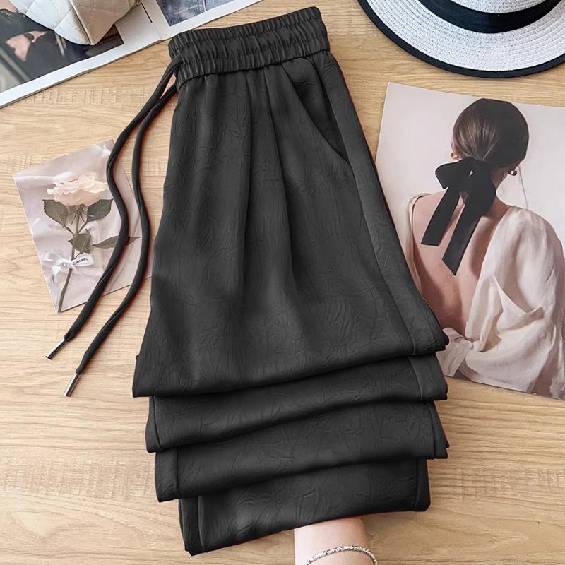 Beige Women's Wide-Leg Pants: Spring/Summer 2025 Lazy Style, Loose, Slimming & Comfortable.
