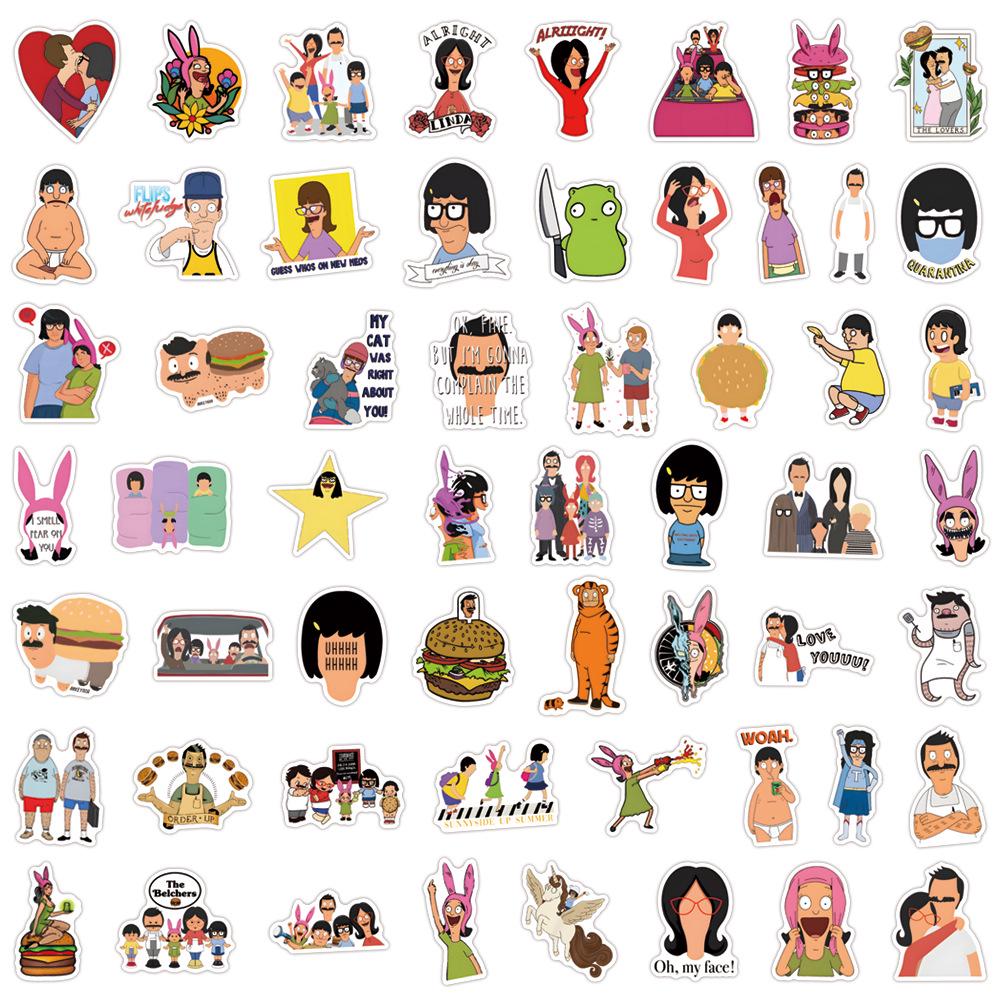 55-110 Cartoon Graffiti Stickers: Happy Burger & Bob's Burgers for Car Trunks