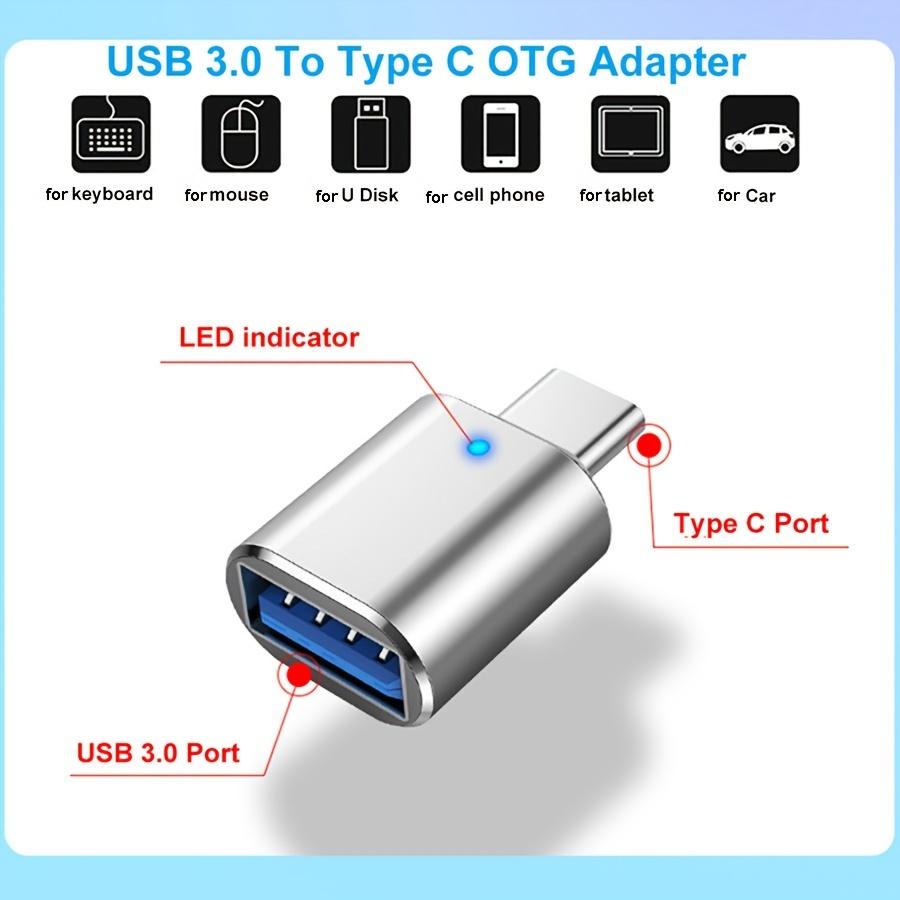 NNBILI 1-5pcs USB 3.0 To Type C Adapter LED OTG To USB C Male To USB A Female Connector For HUAWEI Samsung Xiaomi POCO Adapters 3