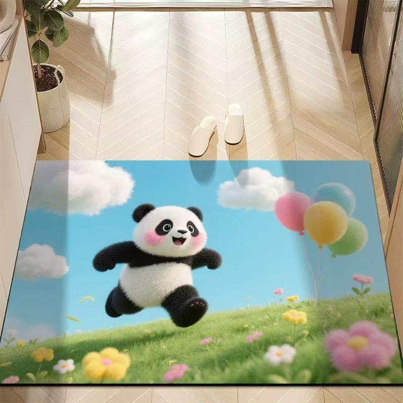 Cute Panda Diatomite Bath Mat - Super Absorbent Fast Dry Door Mat Anti-Slip Waterproof Floor Mat for Bathroom Kitchen Laundry Room
