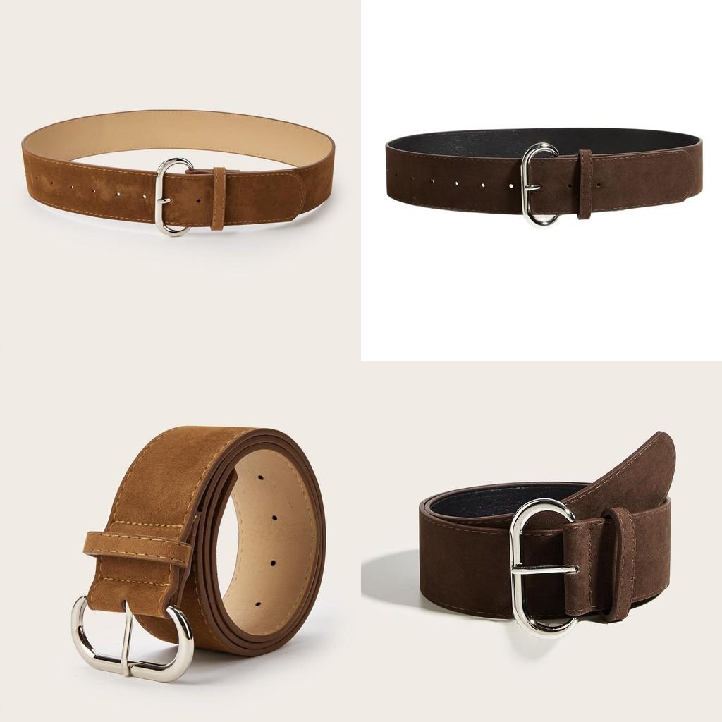 Retro Street Style Solid Color Suede Women Casual Wide Belt For Daily Outfits