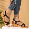Women Sandals New Round Toe Wedge Heel Flower Decorated Fashionable Women Shoes Flat Bottom Comfortable Casual Sandals