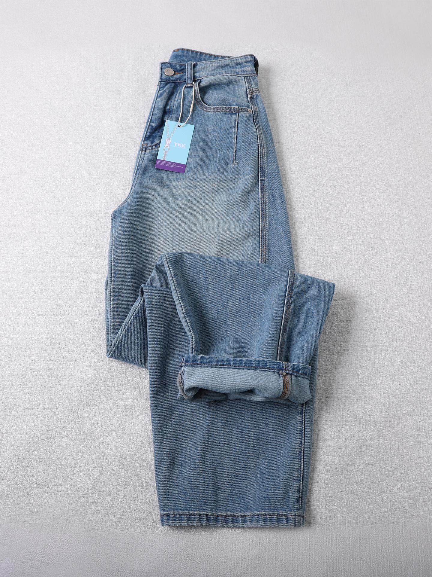 

High Waist Draping Curved Blade Jeans: Slimming, Loose Fit for Pear-Shaped Women, Narrow Wide-Leg, Perfect for Spring Size 26 світло-синій колір