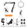 Phone Live Streaming Stand with LED USB Fill Light Flexible Gooseneck Adjustable Overhead Lighting for Phone Live Streaming Fill