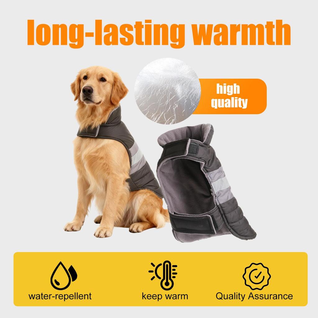 Dog  Waterproof  Jacket Warm Fleece Touch Fastener Lined  Fastening Type Pet Jacket for Small Medium Large Dogs