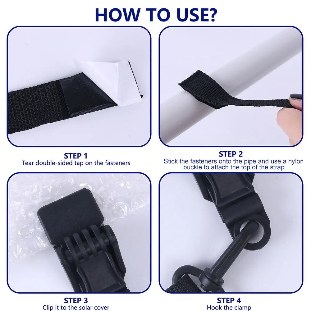 Swimming Pools Solar Cover Reel Straps Blanket Cover Reels Straps Clips Solar Cover Roller Attachment Fastener for Inground Pool