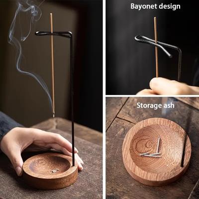 Creative Upside Down Incense Burner Wooden Hanging Incense Stick Holder With Ash Tray Home Indoor Decoration Ornament Crafts