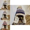 Winter Warm Cute Pom-pom Earflap Beanie Hat For Women High Top Short Brim Knit Ear Warmer Cap Trendy Red