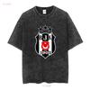 Nouveau T-shirt logo Besiktas Active Drôle Américain Taille US S 5XL vintage Lavé streetwear Polyvalent Extensible mode Décontracté