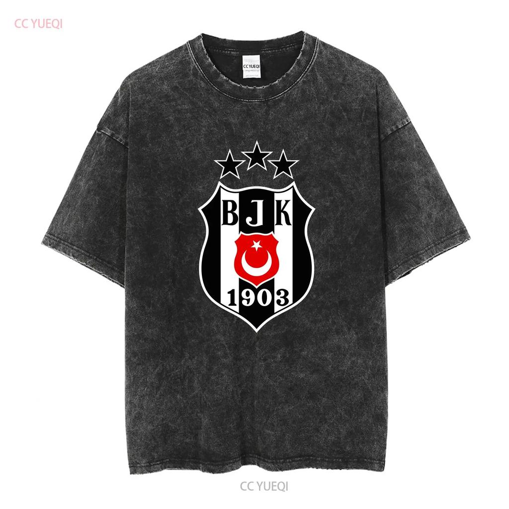 Nouveau T-shirt logo Besiktas Active Drôle Américain Taille US S 5XL vintage Lavé streetwear Polyvalent Extensible mode Décontracté