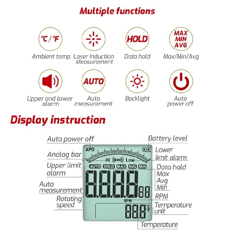 Digital Handheld Stroboscope Tachometer Speed Tester Non-Contact Speed Analyzers