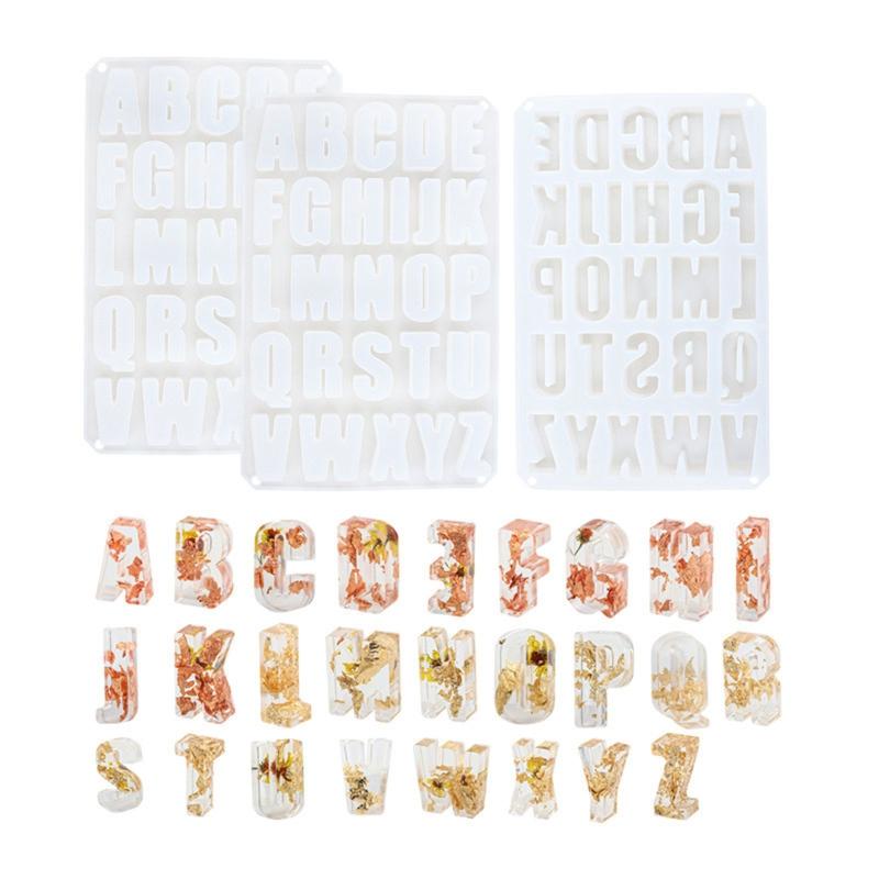 DIY 26 Big Size English Letters Mold Kit Alphabet Pendant UV Resin Silicone Mold Jewelry Making Tools Nail Art Crafts