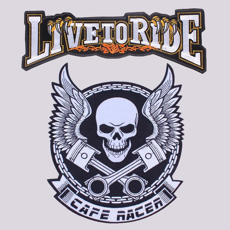 

Байкерская нашивка с черепом, большая нашивка с вышивкой, железные нашивки для одежды, вышитые на спине нашивки на одежде, куртки «сделай сам»