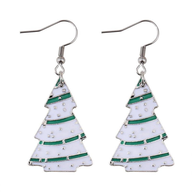 Retro Minimalist Christmas Tree Pendant Earrings – European & American Design