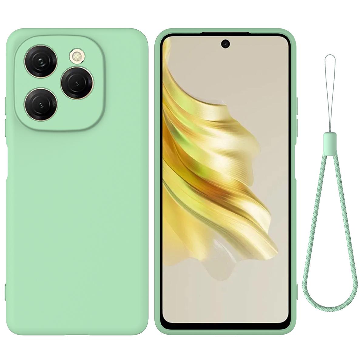 

For TECNO Spark 20 Pro 5G Case Liquid Silicone Anti-Scratch Phone Cover with Hand Strap C