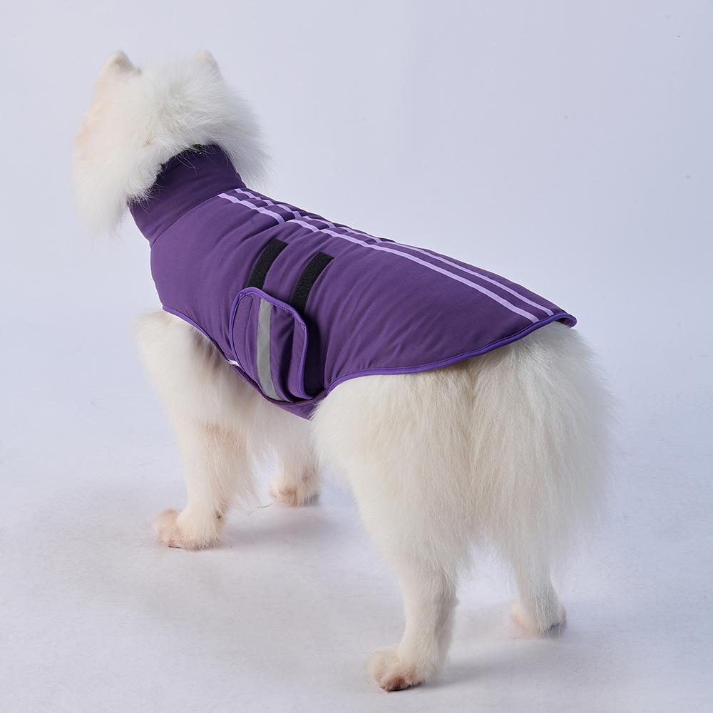 Pet dog outdoor cotton-padded coat thickened warm back reflective two-foot zipper large dog dog clothes