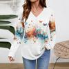 Women Long Sleeve Tops Dressy Casual V Neck Tshirts Basics Tee Vacation Fall Fashion Clothes
