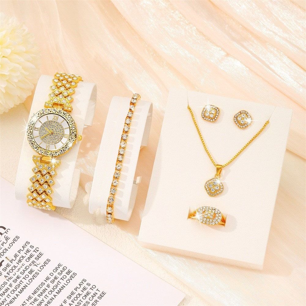 

6 шт./компл. Изысканный комплект ювелирных изделий со стразами, роскошное ожерелье, браслет, серьги, комплект для женщин серебряный