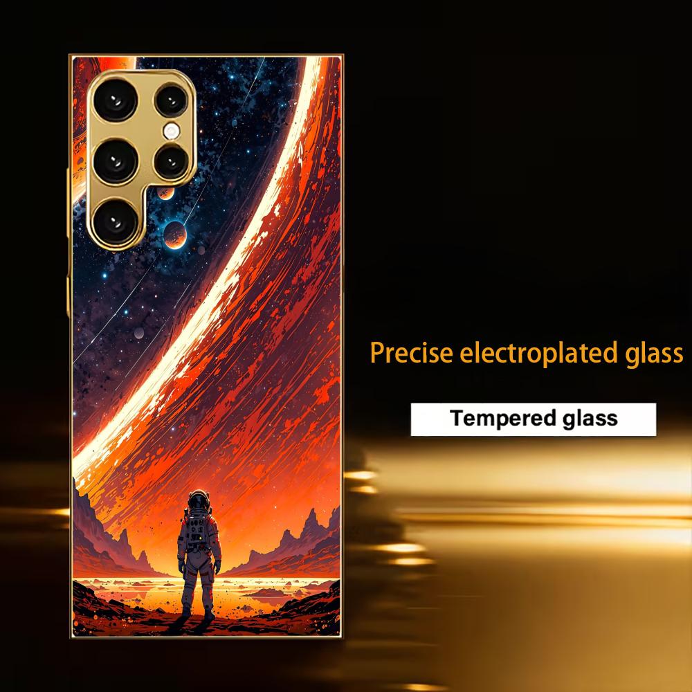 Science Fiction Protective Cover Highend Electroplating Glass PhoneCase for Samsung Galaxy S26 S25 S24 S23 S22 S21 FE,Ultra,Plus